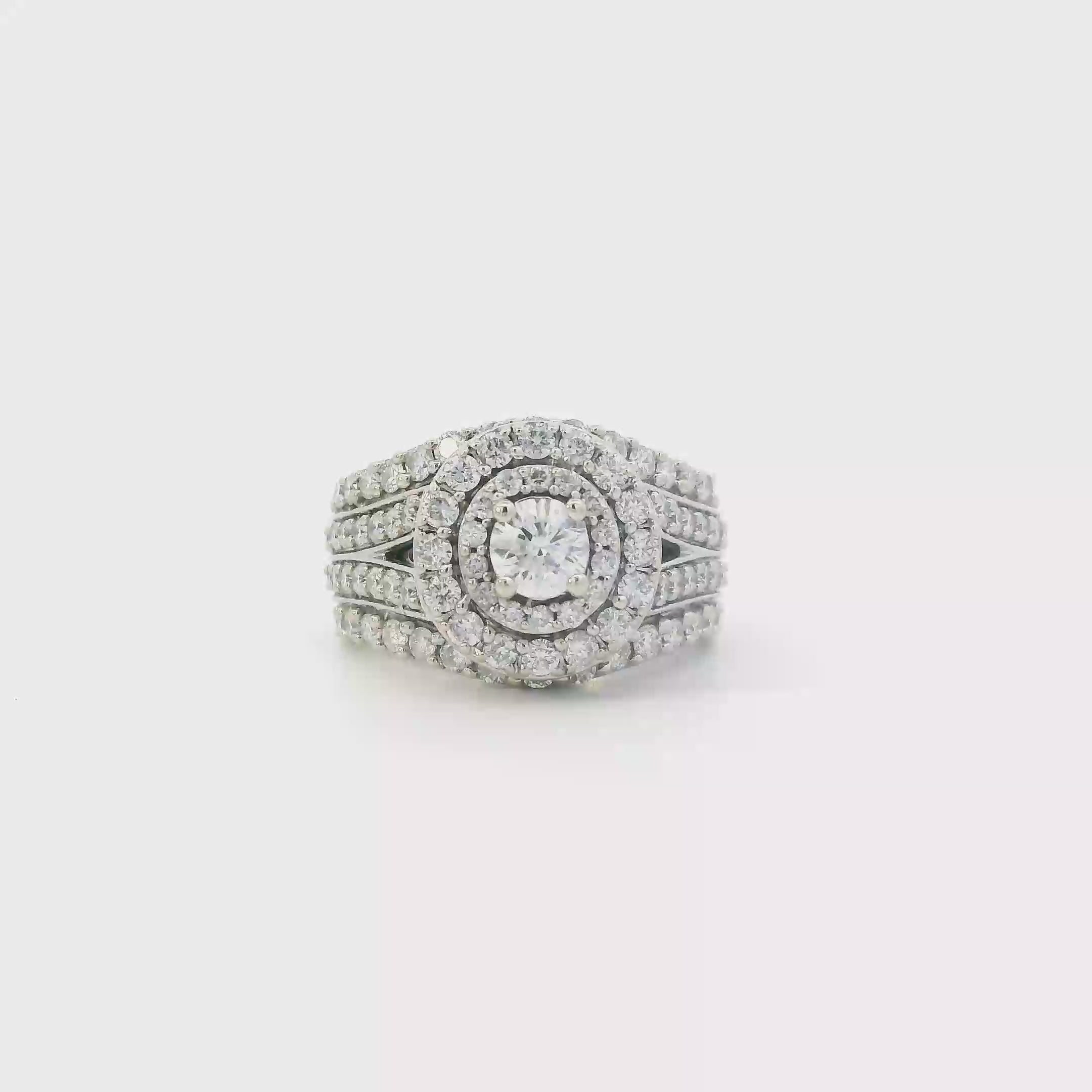 14K White Gold Diamonds & Blue Sapphire Womens Ring - 2.00ct