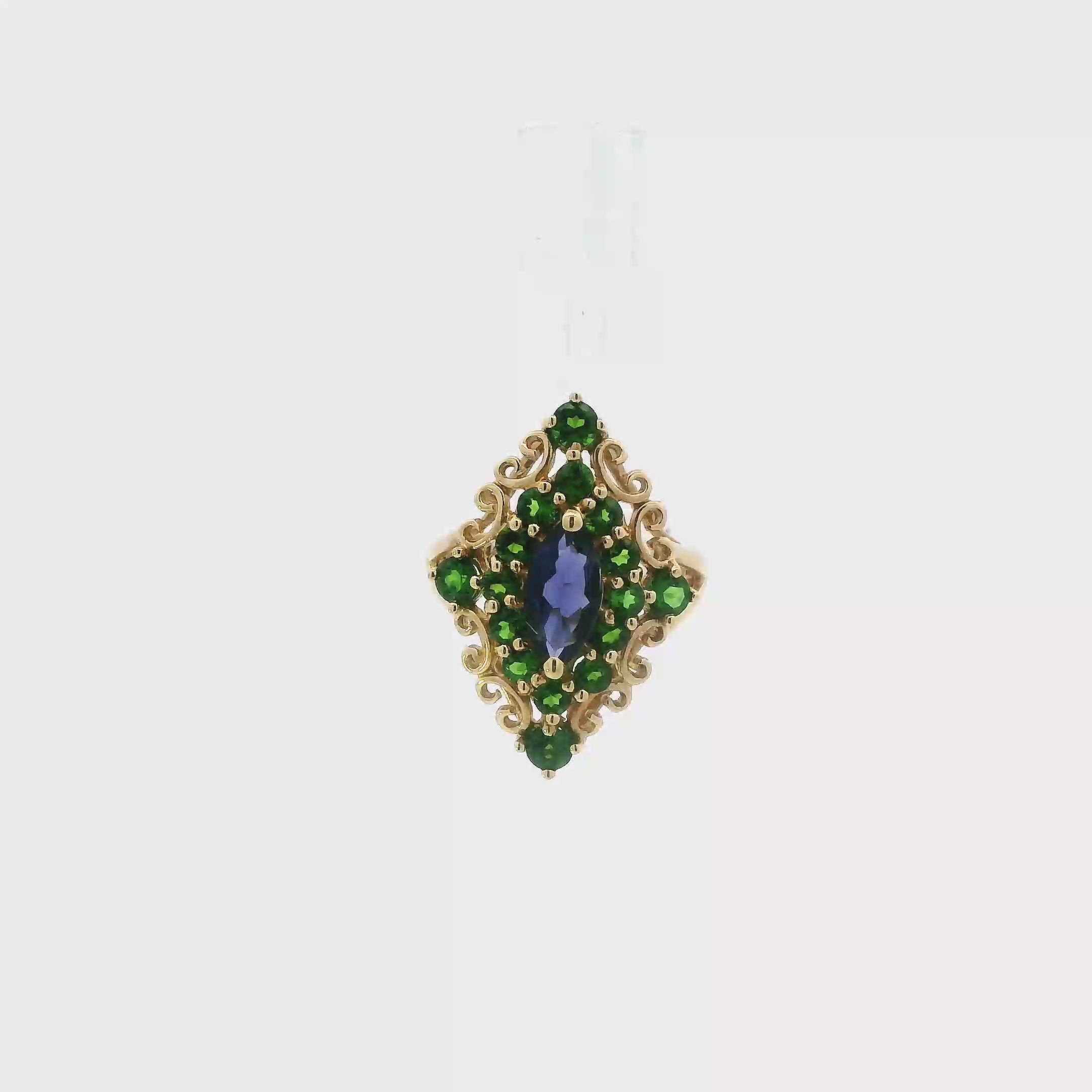 14K Yellow Gold Garnet & Tanzanite Women's Ring