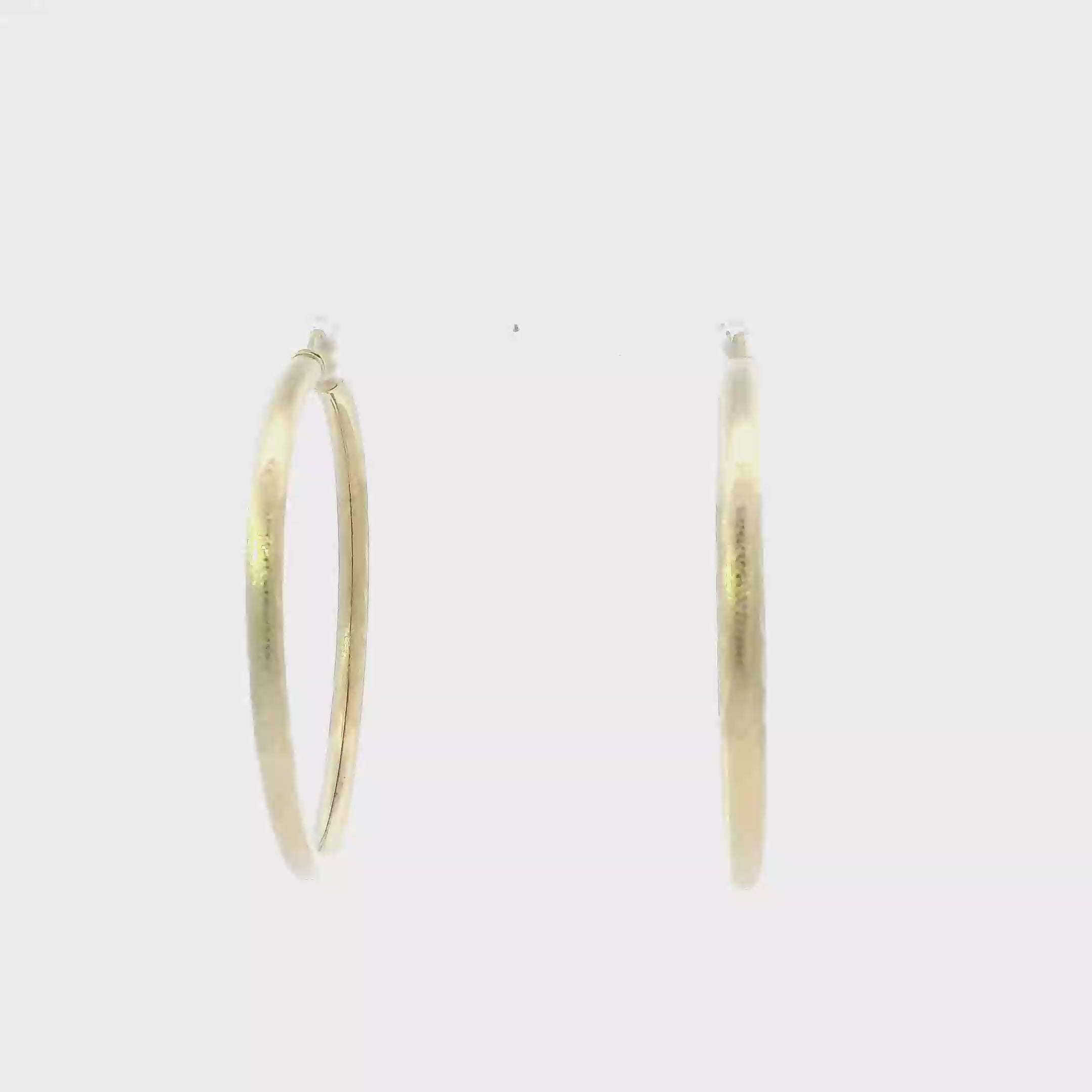 14K Yellow Gold Diamond Cut Tube Hoop Earrings