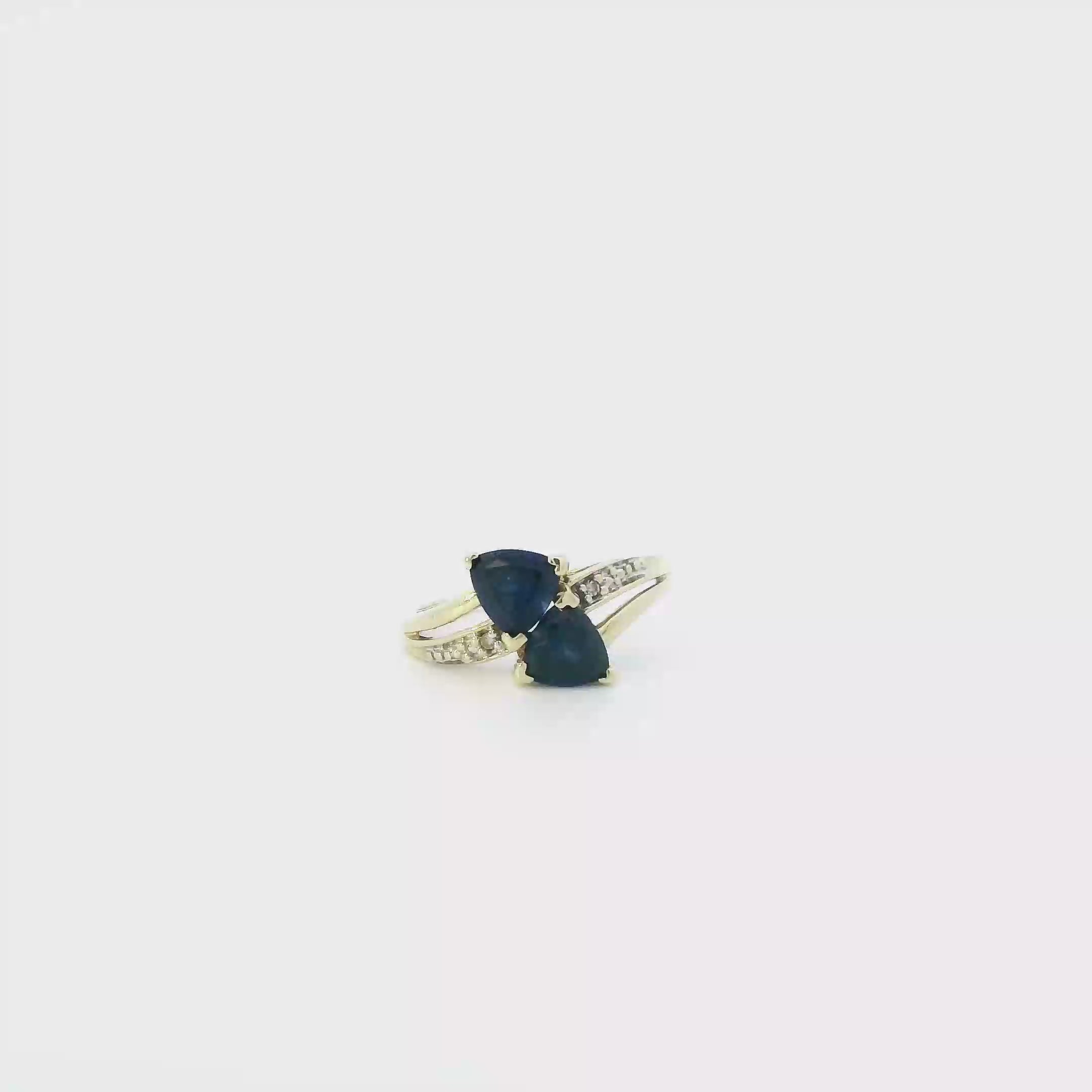 10K Yellow Gold Blue Sapphire Womens Ring