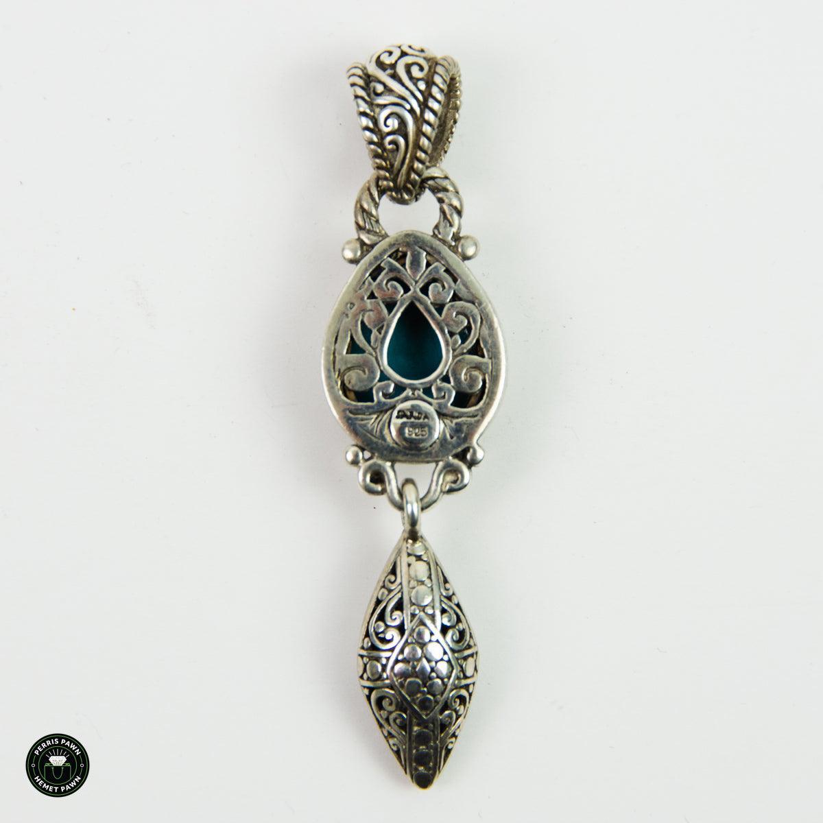 Sarda Sterling Silver Abalone Mosaic Dangle Pendant - ipawnishop.com