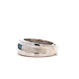 Silver Band Ring Irradiated Blue Diamond Ring - ipawnishop.com