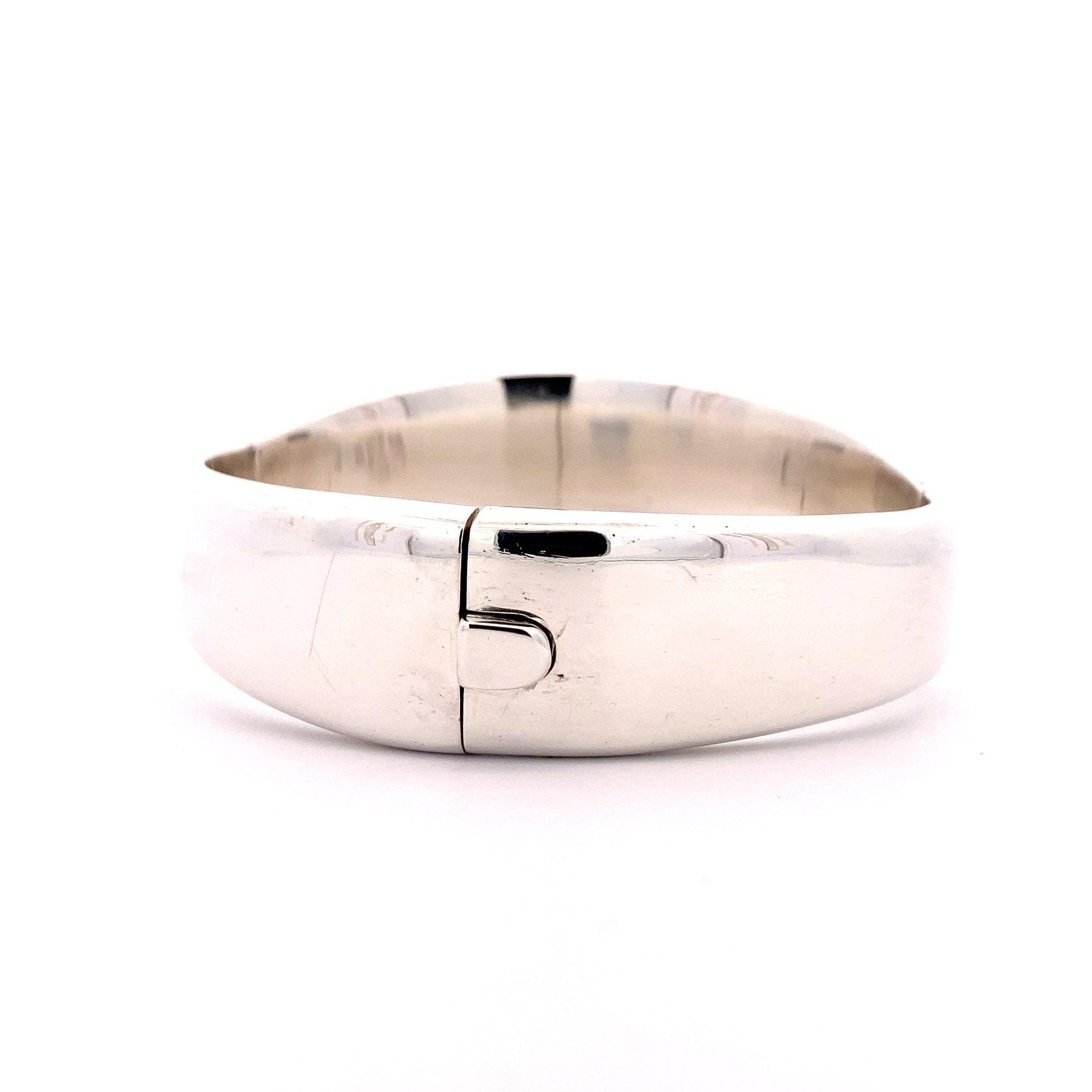 Brazalete de Plata con Bisagra de Malaquita de Taxco - ipawnishop.com