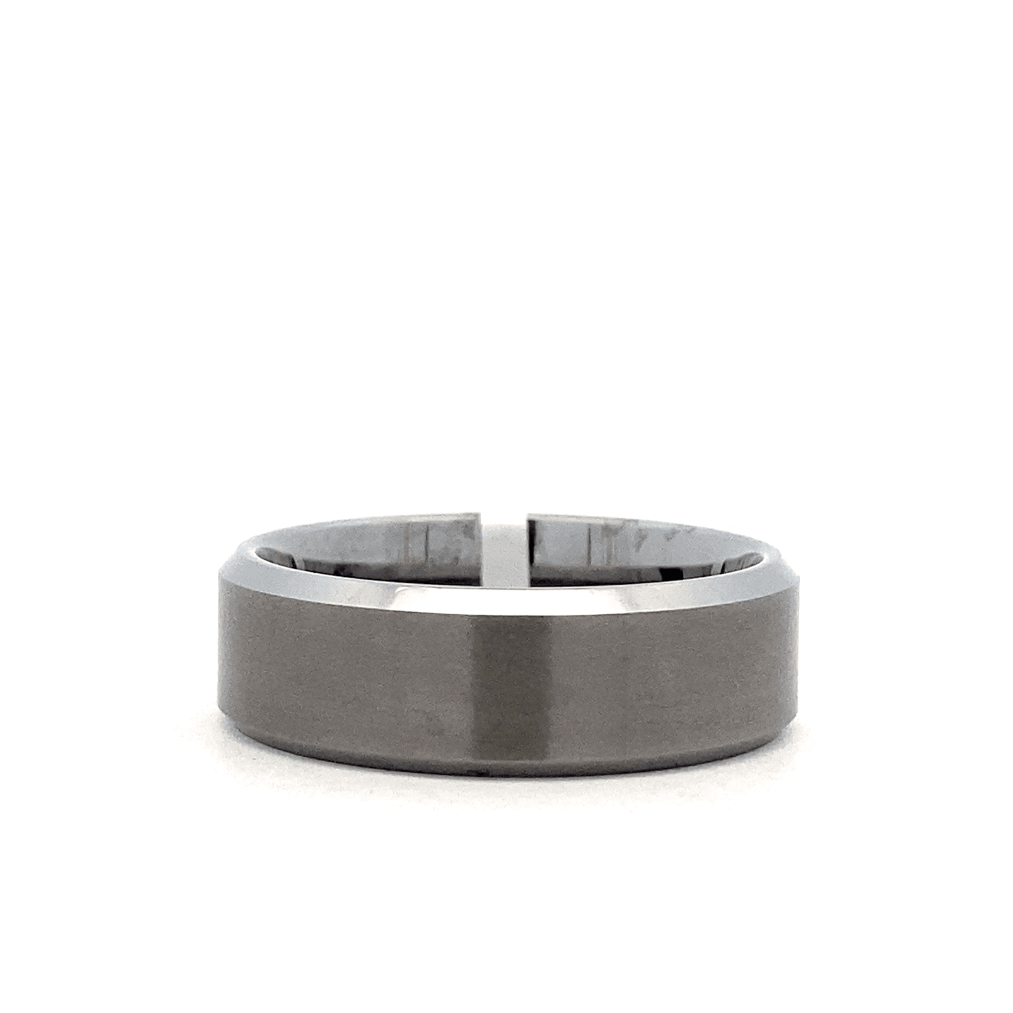 Tungsten Carbide 8MM Satin Finish Beveled Edge Flat Wedding Band - ipawnishop.com