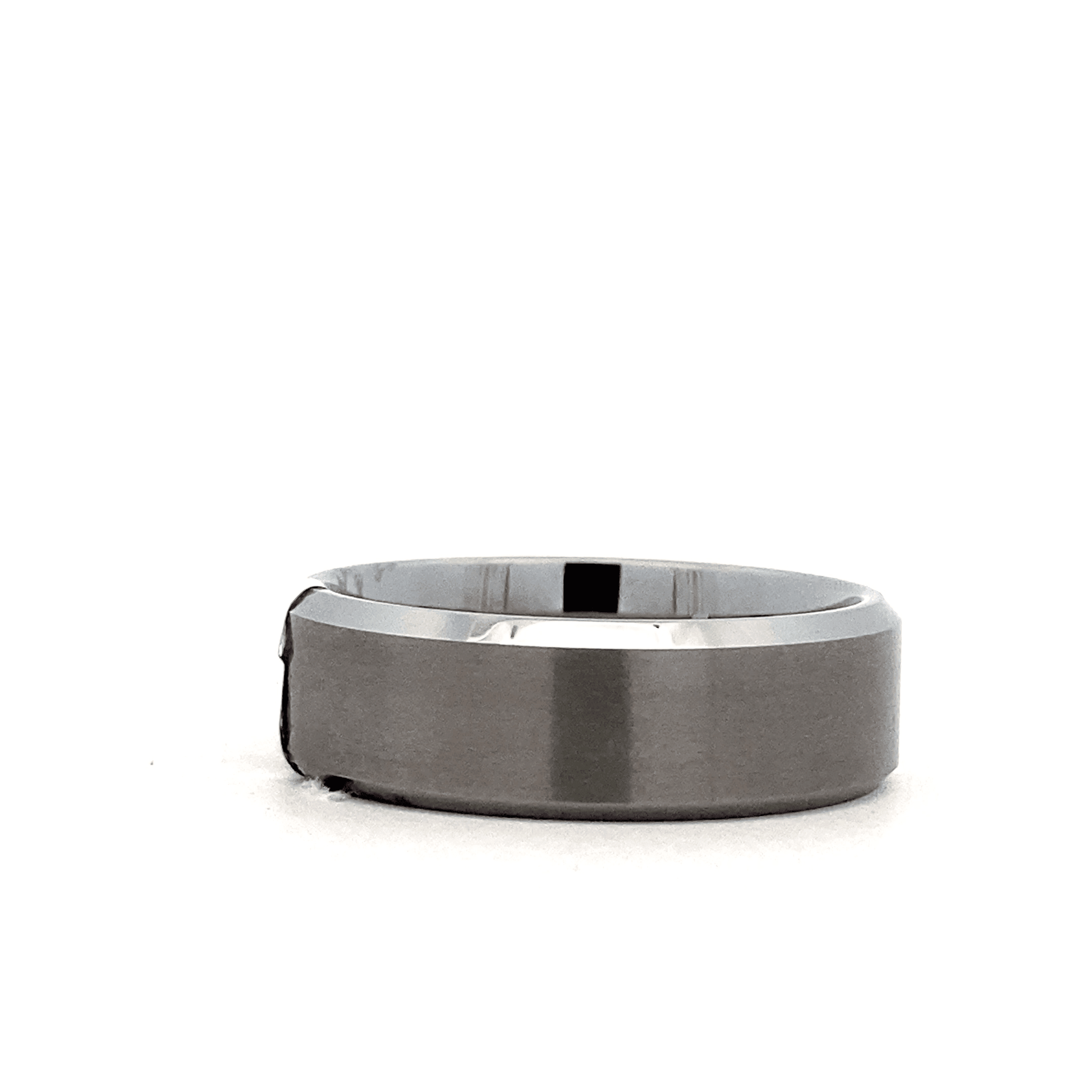 Tungsten Carbide 8MM Satin Finish Beveled Edge Flat Wedding Band - ipawnishop.com