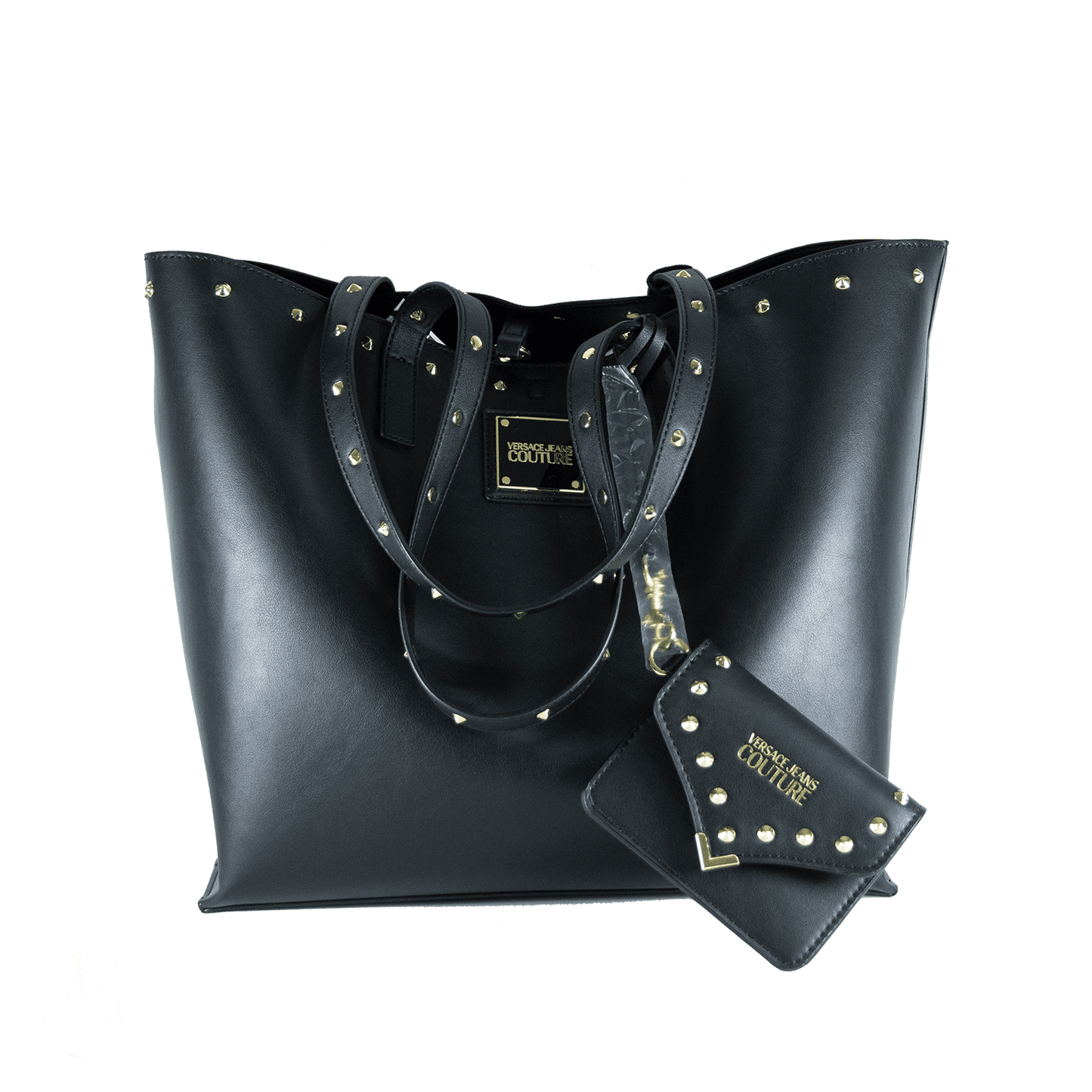 Versace Jeans Couture Negro Stud Tote Bag w/ Wallet - ipawnishop.com