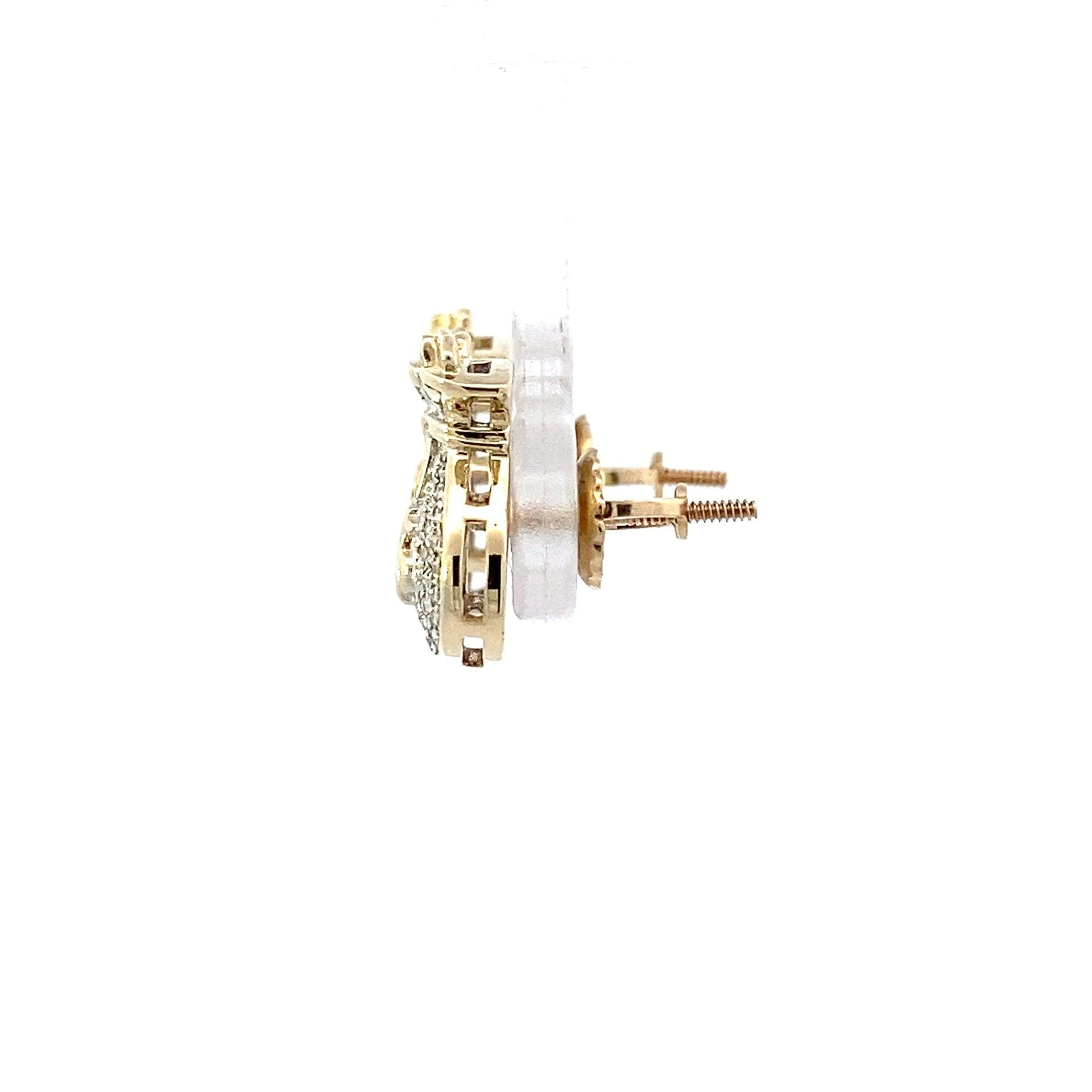 10K Yellow & White Gold CZ Money Bag Stud Earrings - ipawnishop.com