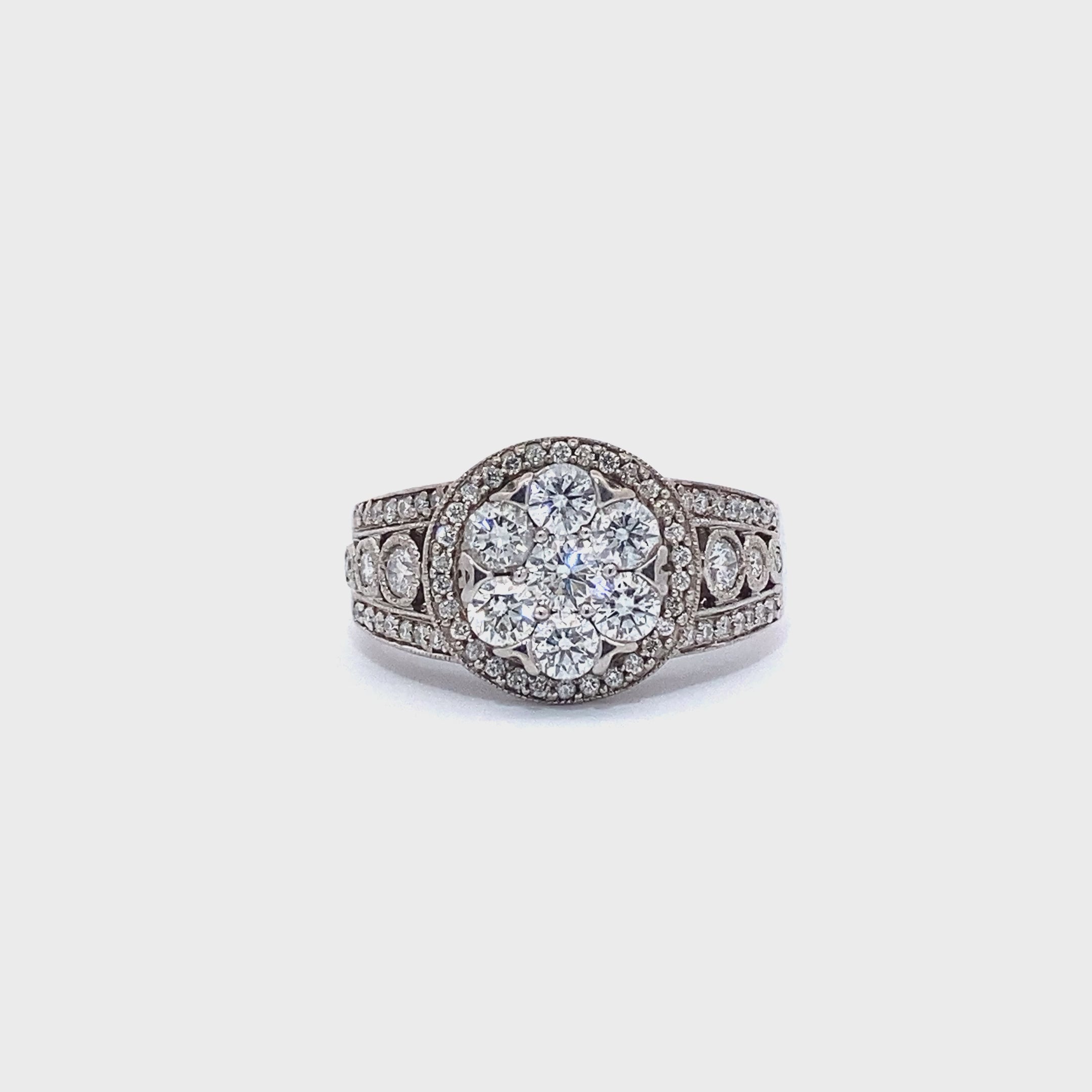 14K White Gold Women's Diamond Ring - 1.65ct
