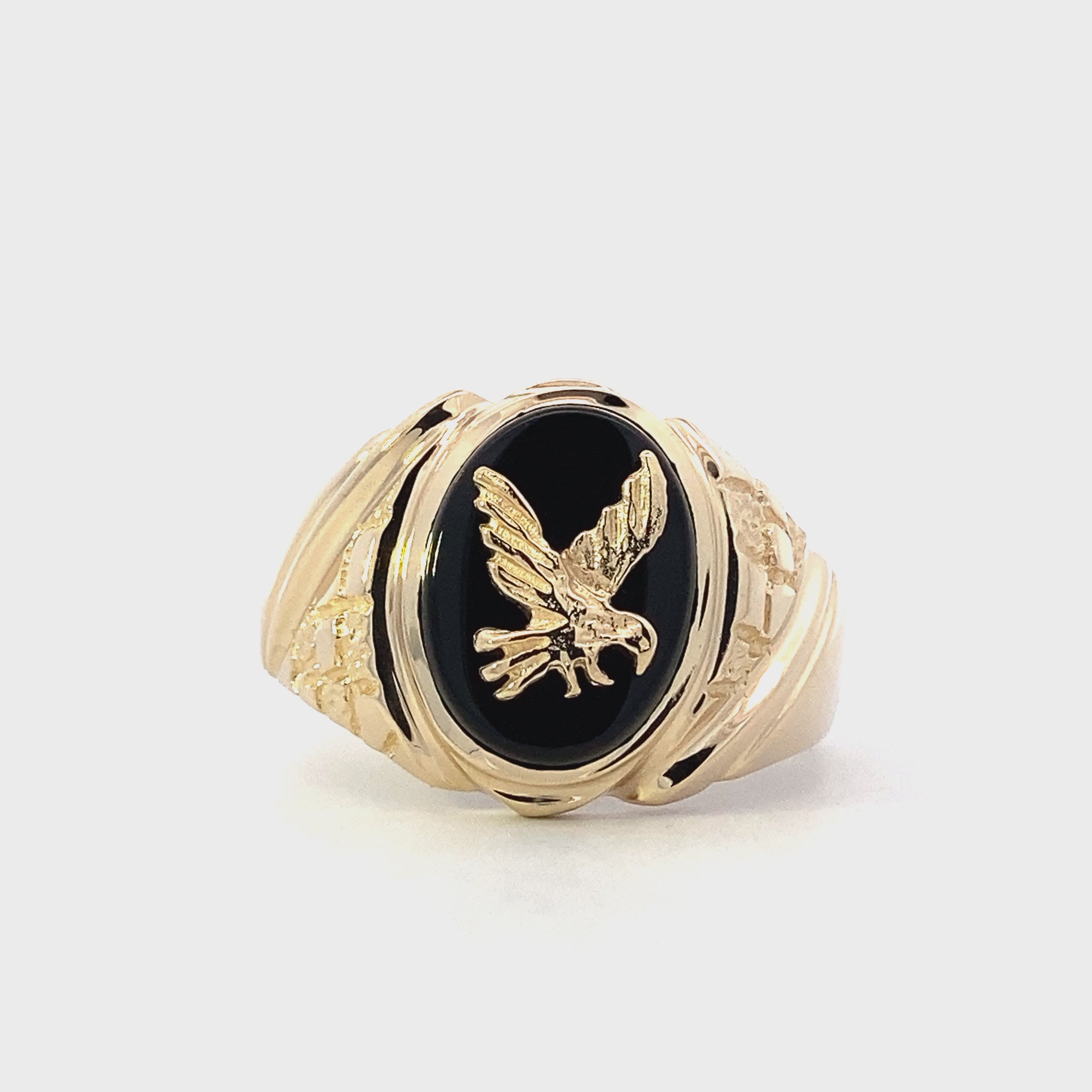 9ct Gold And Sterling Silver Eagle Oval Signet Ring | Goldmark (AU)