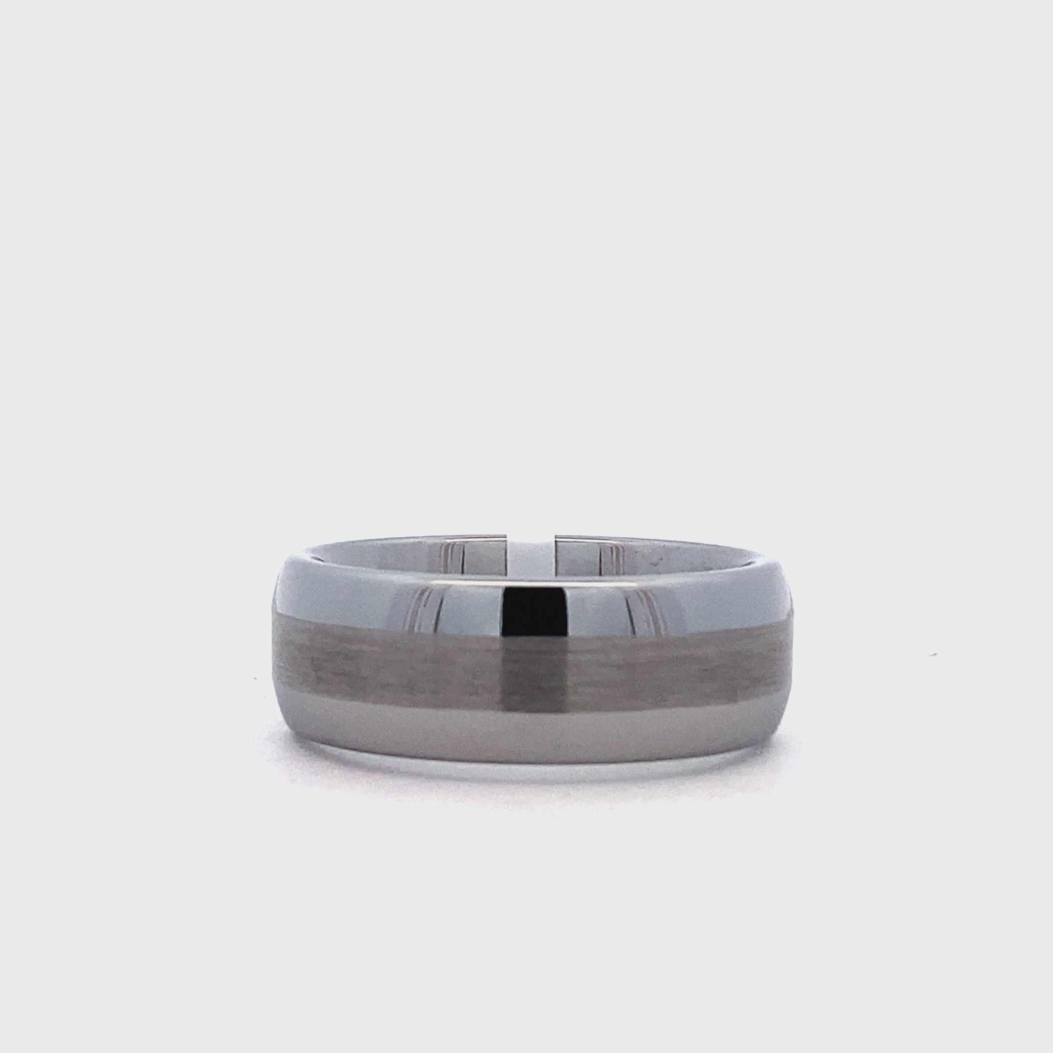 Tungsten Carbide 8MM Domed Wide Center Stripe Etching Men's Wedding Ring
