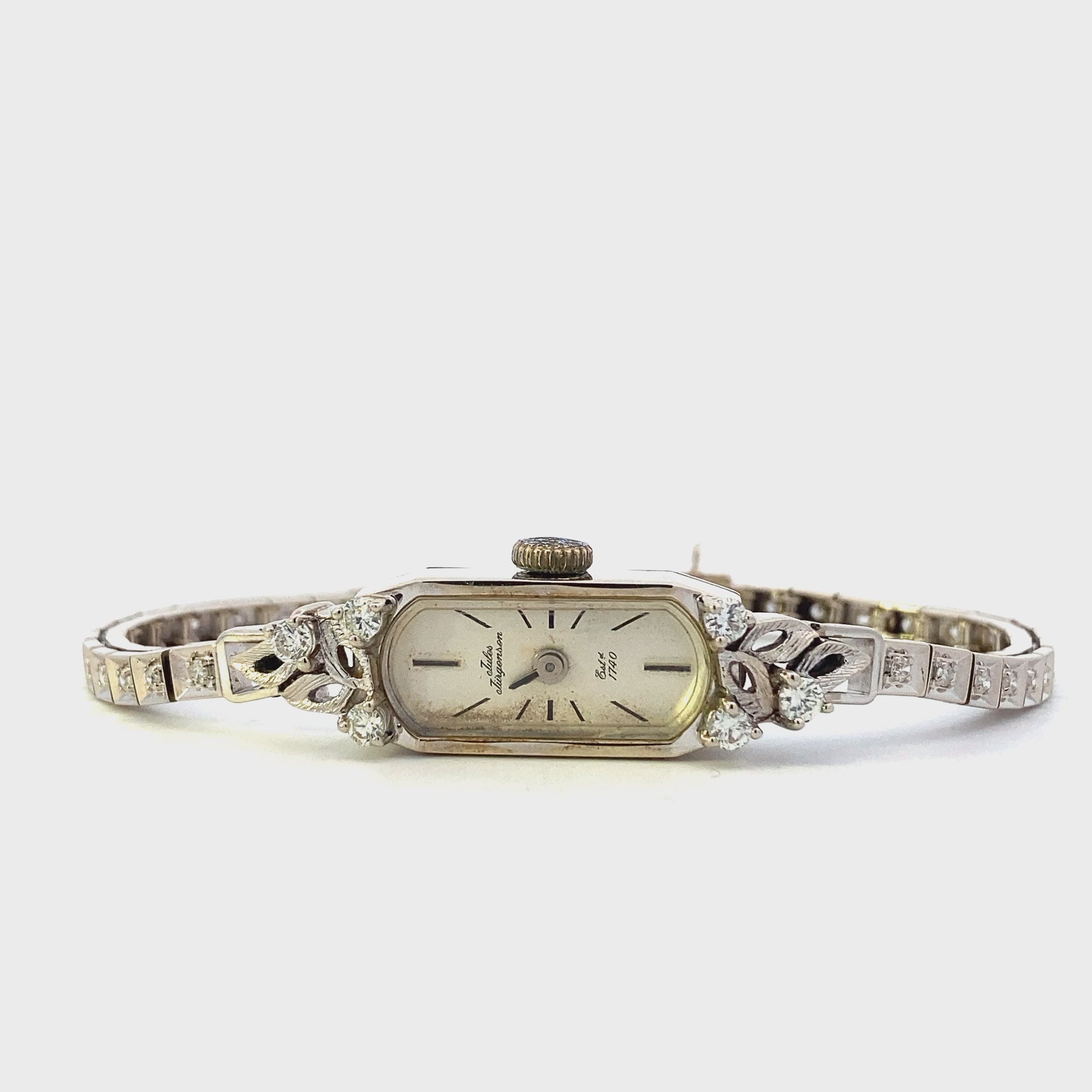 Vintage 14K White Gold Diamond Jules Jurgensen Watch - approx 0.96ct