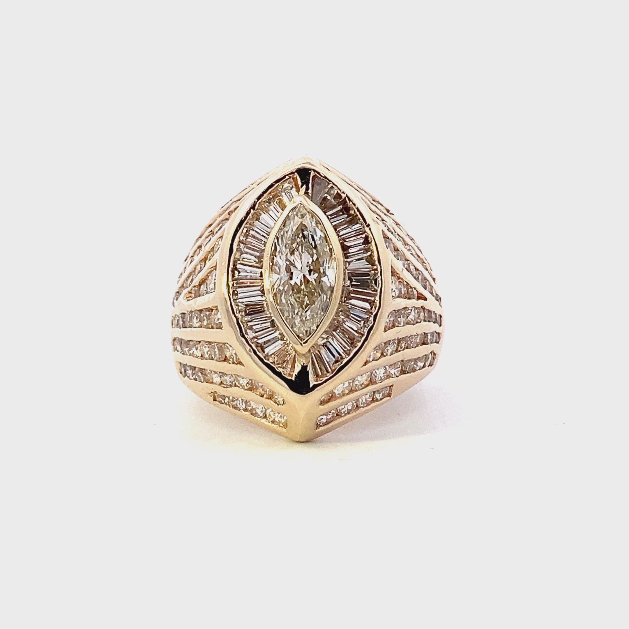 14K Yellow Gold Women's Diamond Ring - 3.74ct